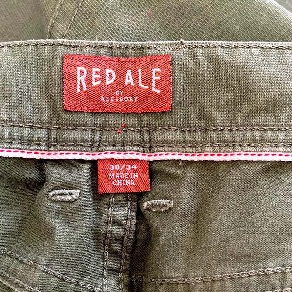 Rich Olive Jean Pants, Red Ale , straight leg 30x34’s